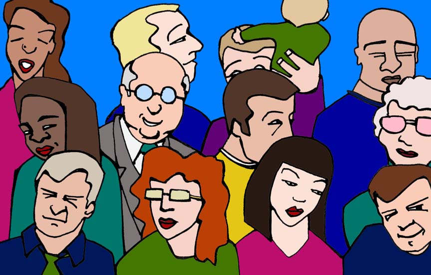 Research people cartoon